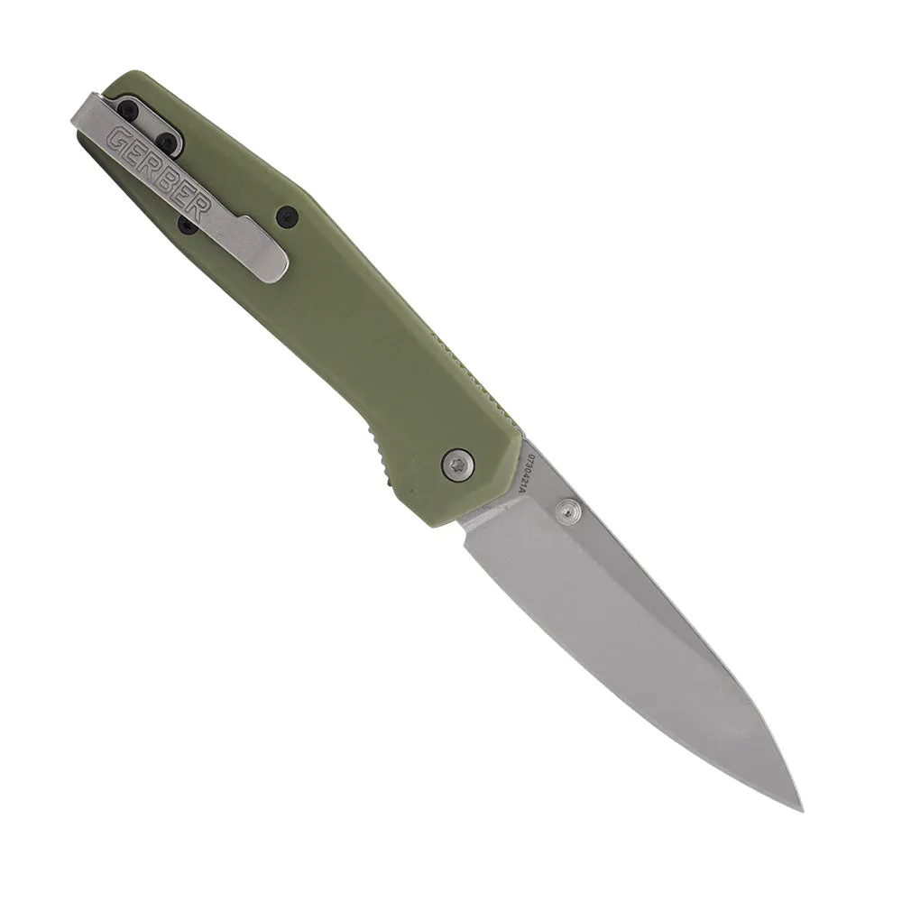 Gerber Gear Fuse Pocket Knife, 3.3 Inch Plane Edge Blade, Sage