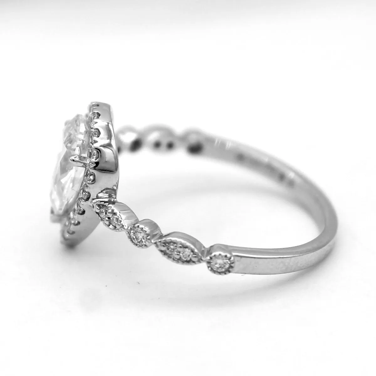 GIA Certified 0.90 CT Pear Halo Diamond Engagement Ring