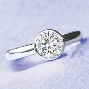 GIA Certified 0.91 CT K Color VS2 Bezel Set Diamond Fine Ring