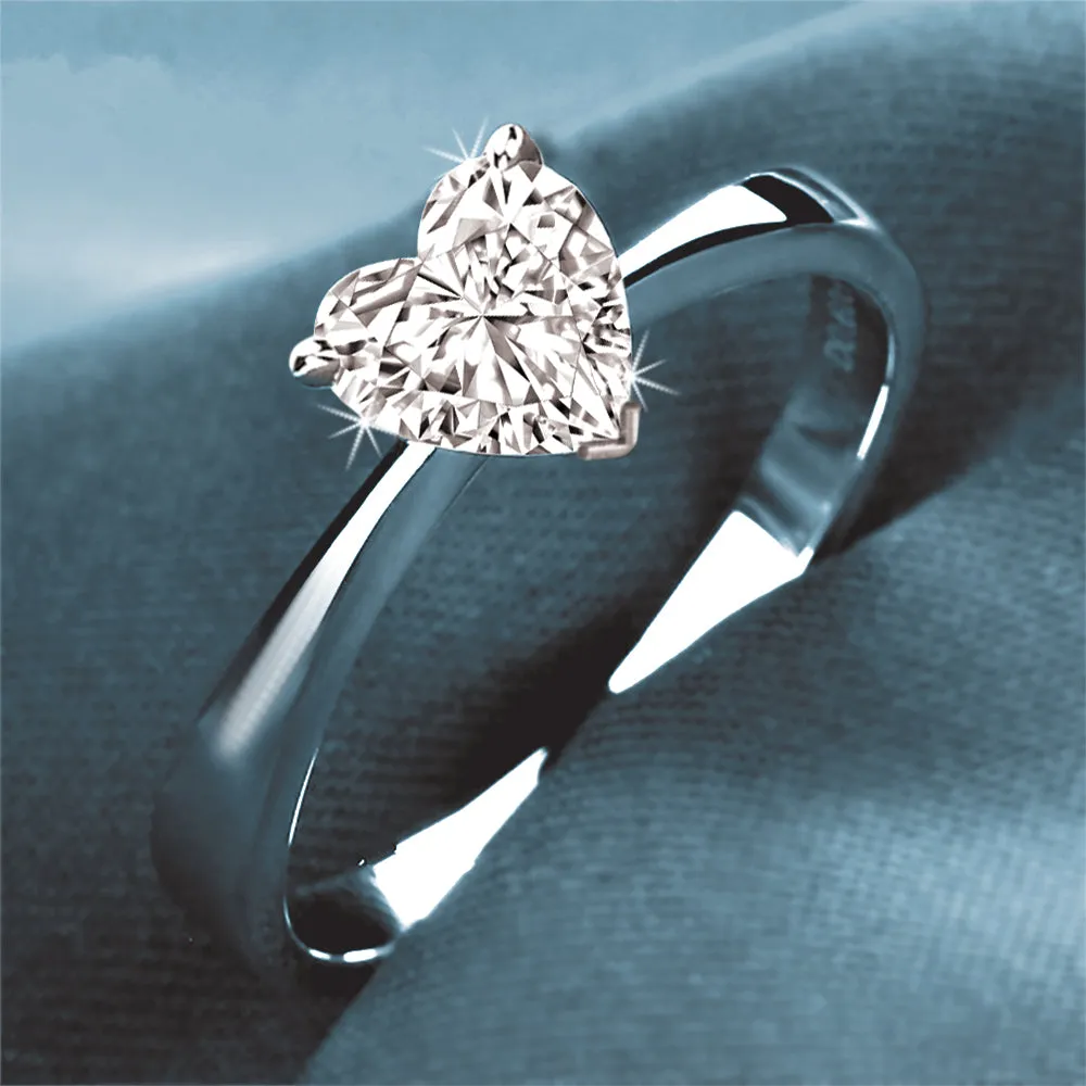 GIA Certified 1 CT H/I Color VS2 Excellent Cut Heart Shape Diamond Ring 18K