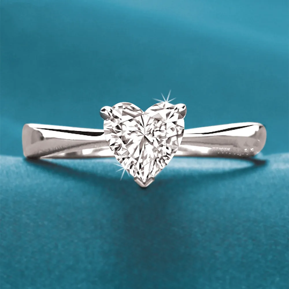 GIA Certified 1 CT H/I Color VS2 Excellent Cut Heart Shape Diamond Ring 18K