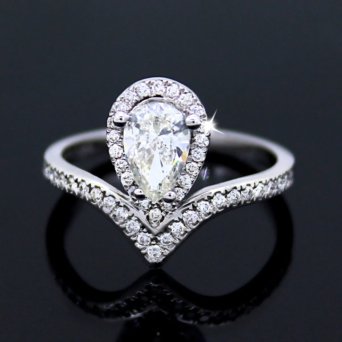 GIA Certified Pear Shape Diamond Modern Engagement Ring