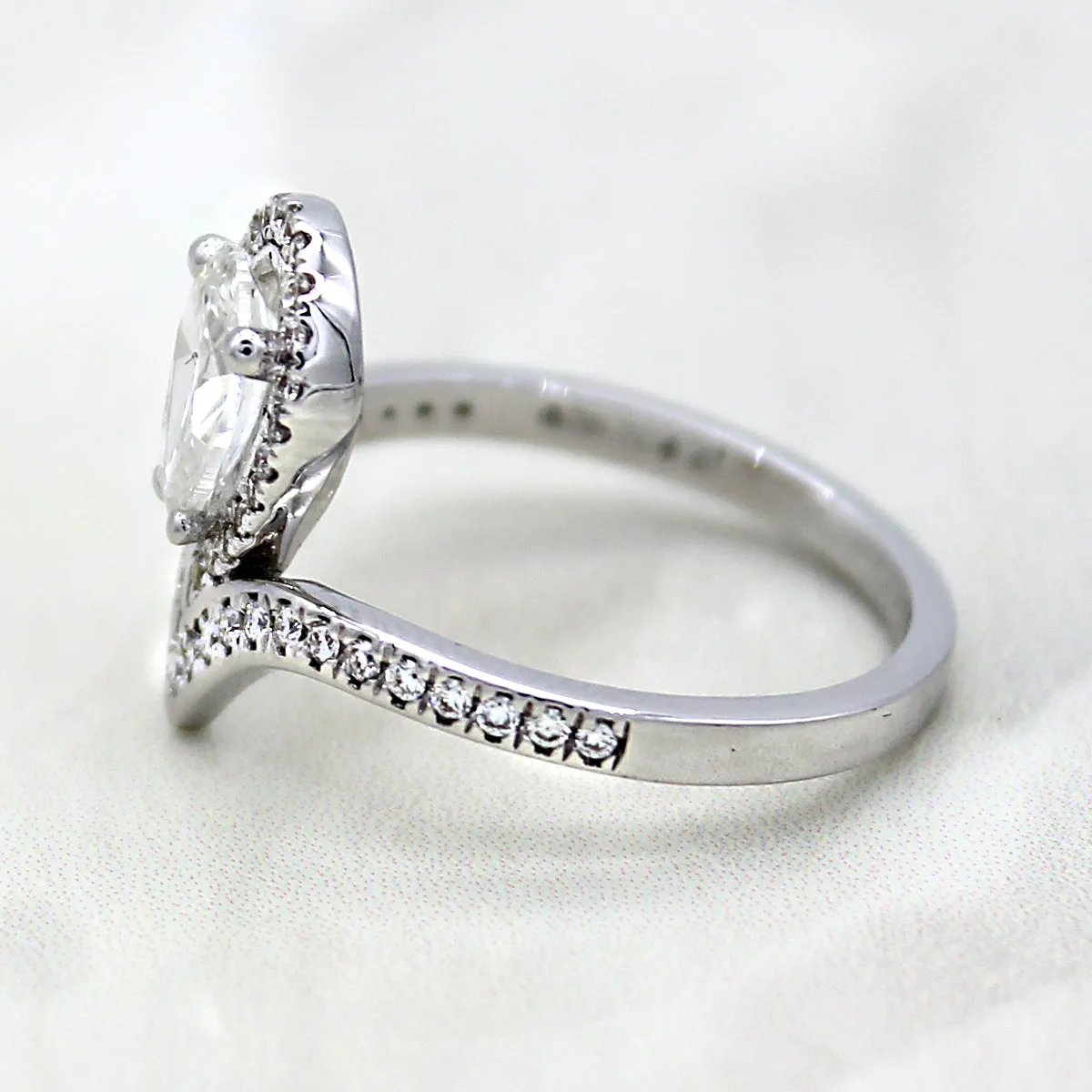 GIA Certified Pear Shape Diamond Modern Engagement Ring