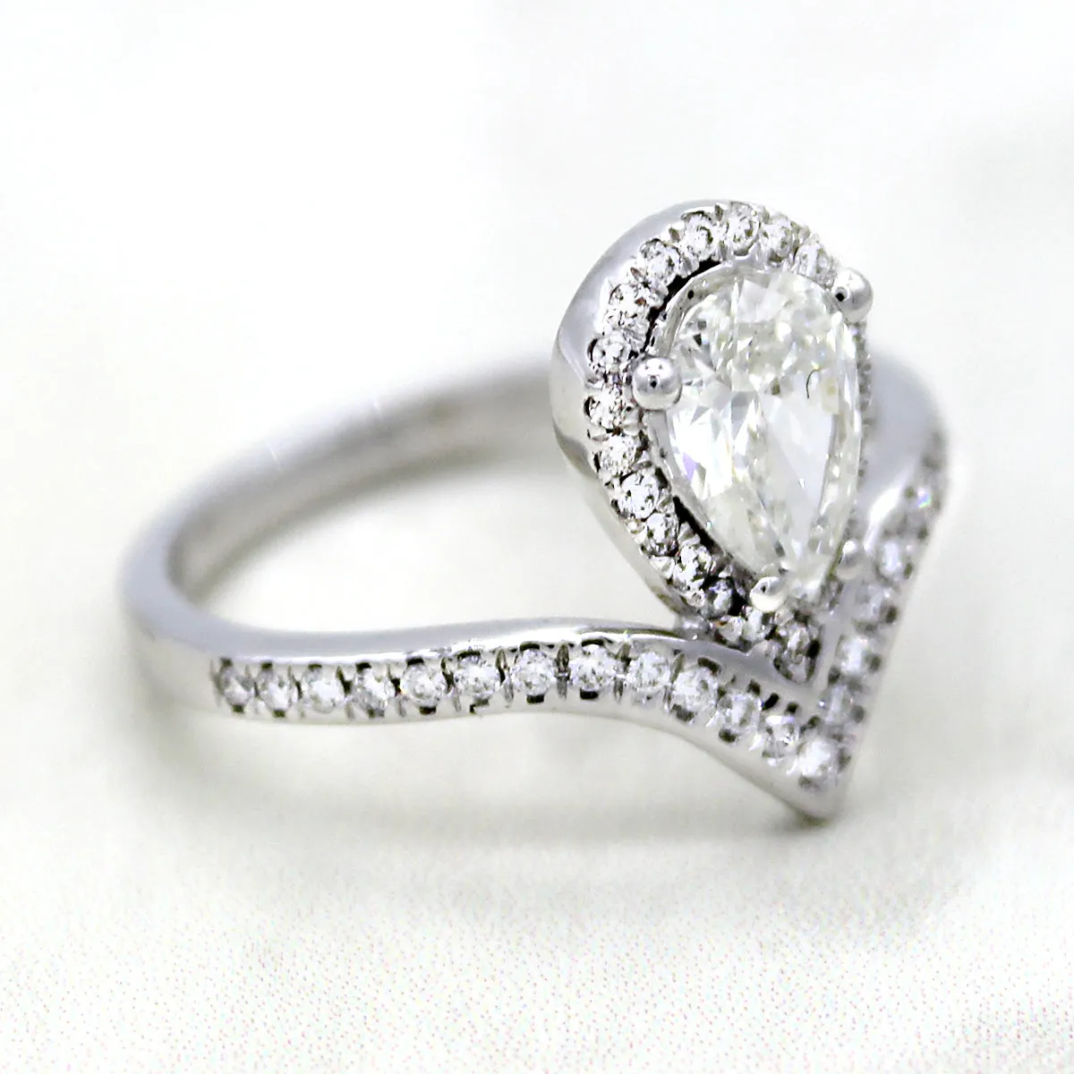 GIA Certified Pear Shape Diamond Modern Engagement Ring