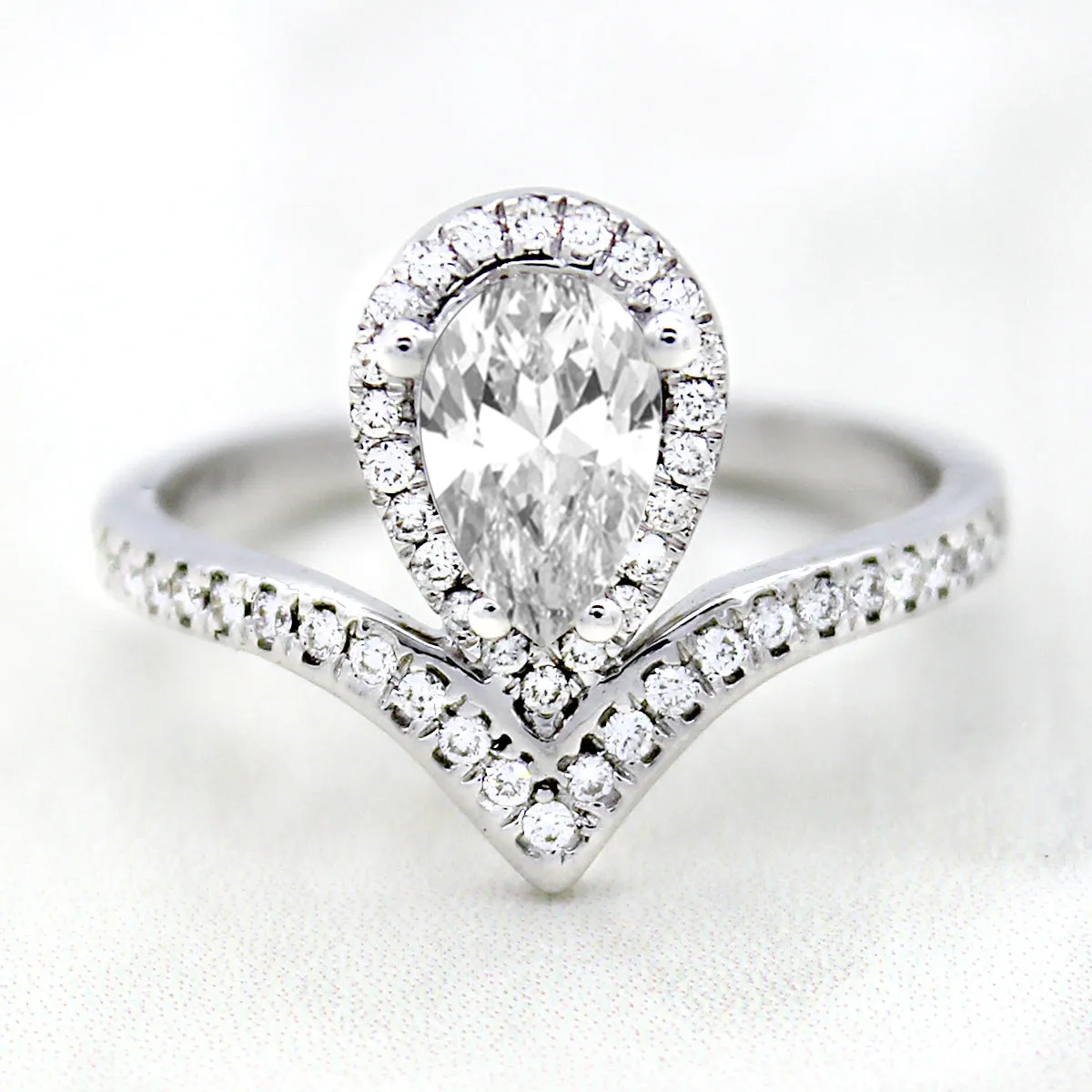 GIA Certified Pear Shape Diamond Modern Engagement Ring