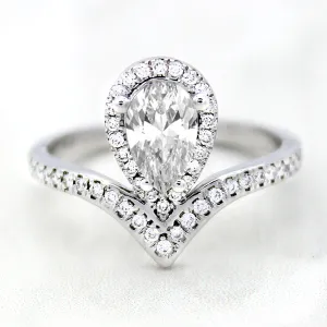 GIA Certified Pear Shape Diamond Modern Engagement Ring