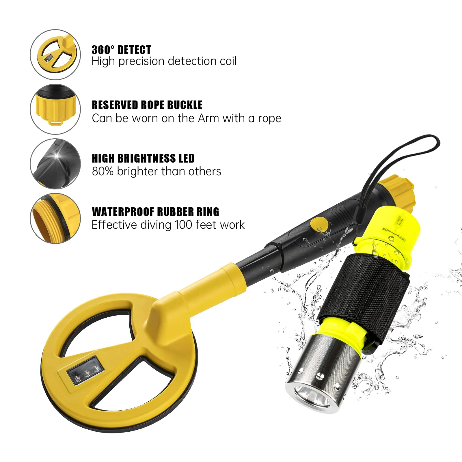 GLGLMA Underwater Metal Detector Pinpointer for Adults & Kids, Fully Waterproof Metal Detecting MD-780, Coin, Treasure Hunting Fun