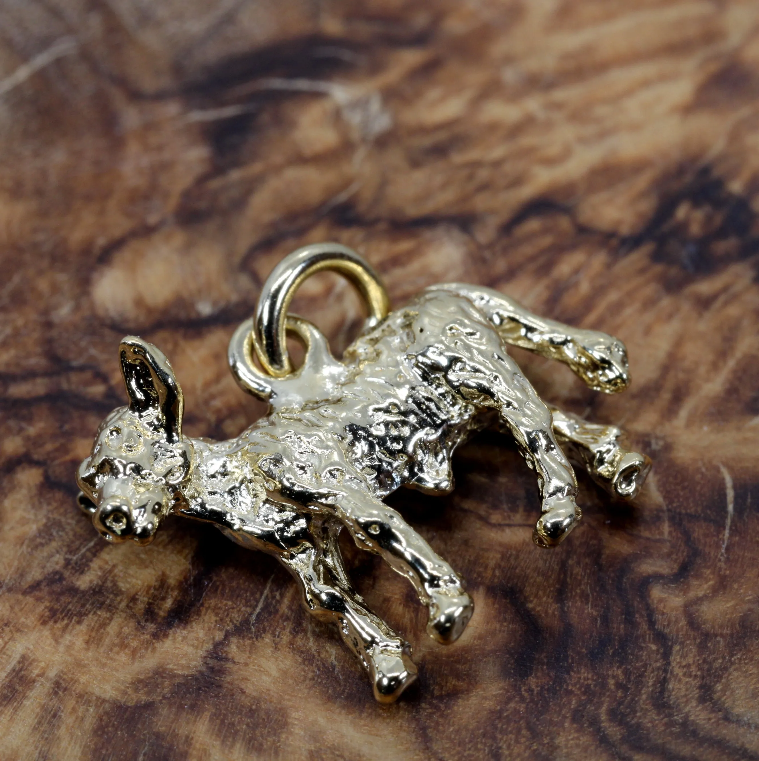 Gold Calf Charm made in 14kt yellow gold vermeil with 3D Calf