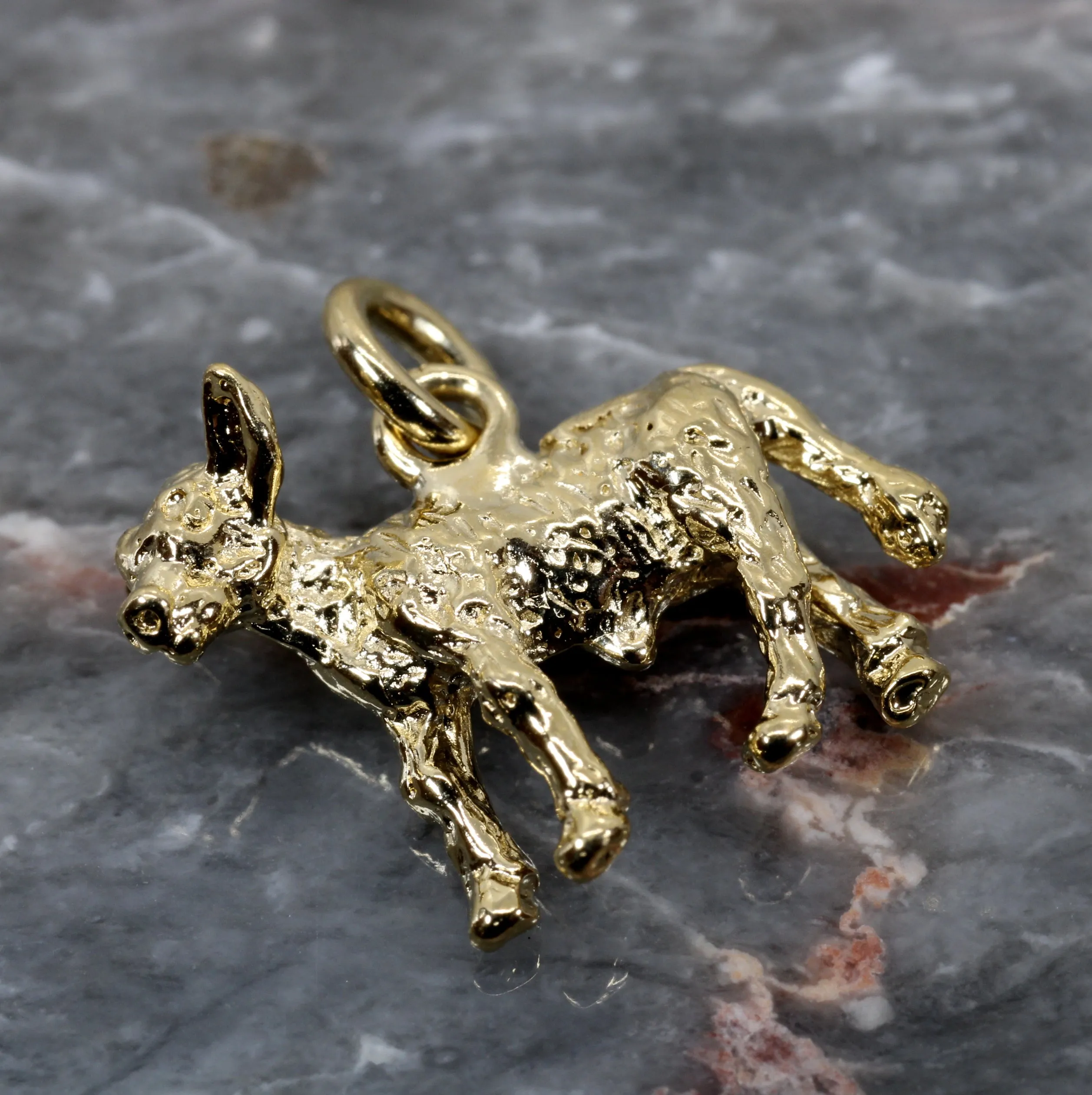 Gold Calf Charm made in 14kt yellow gold vermeil with 3D Calf