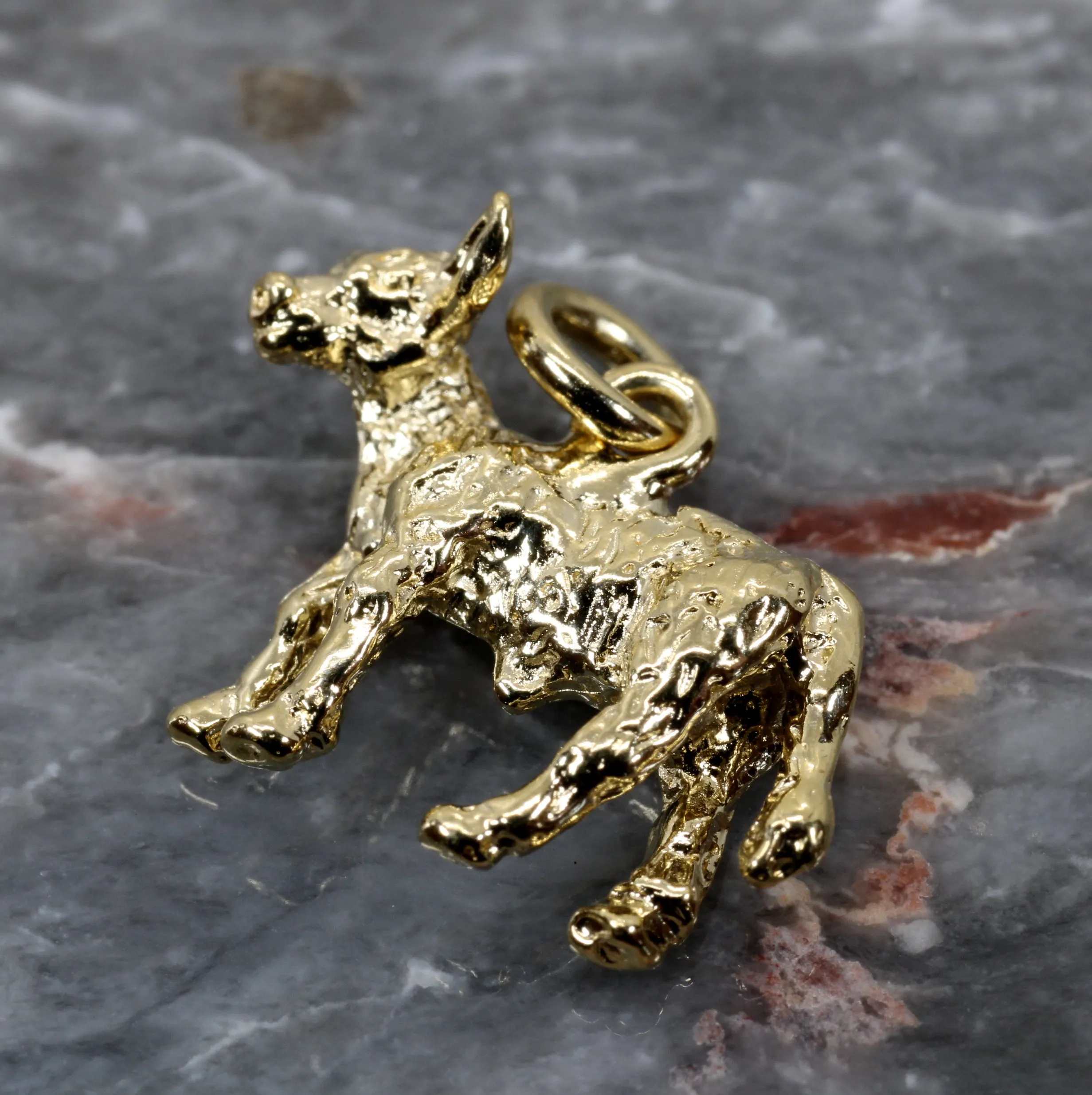 Gold Calf Charm made in 14kt yellow gold vermeil with 3D Calf