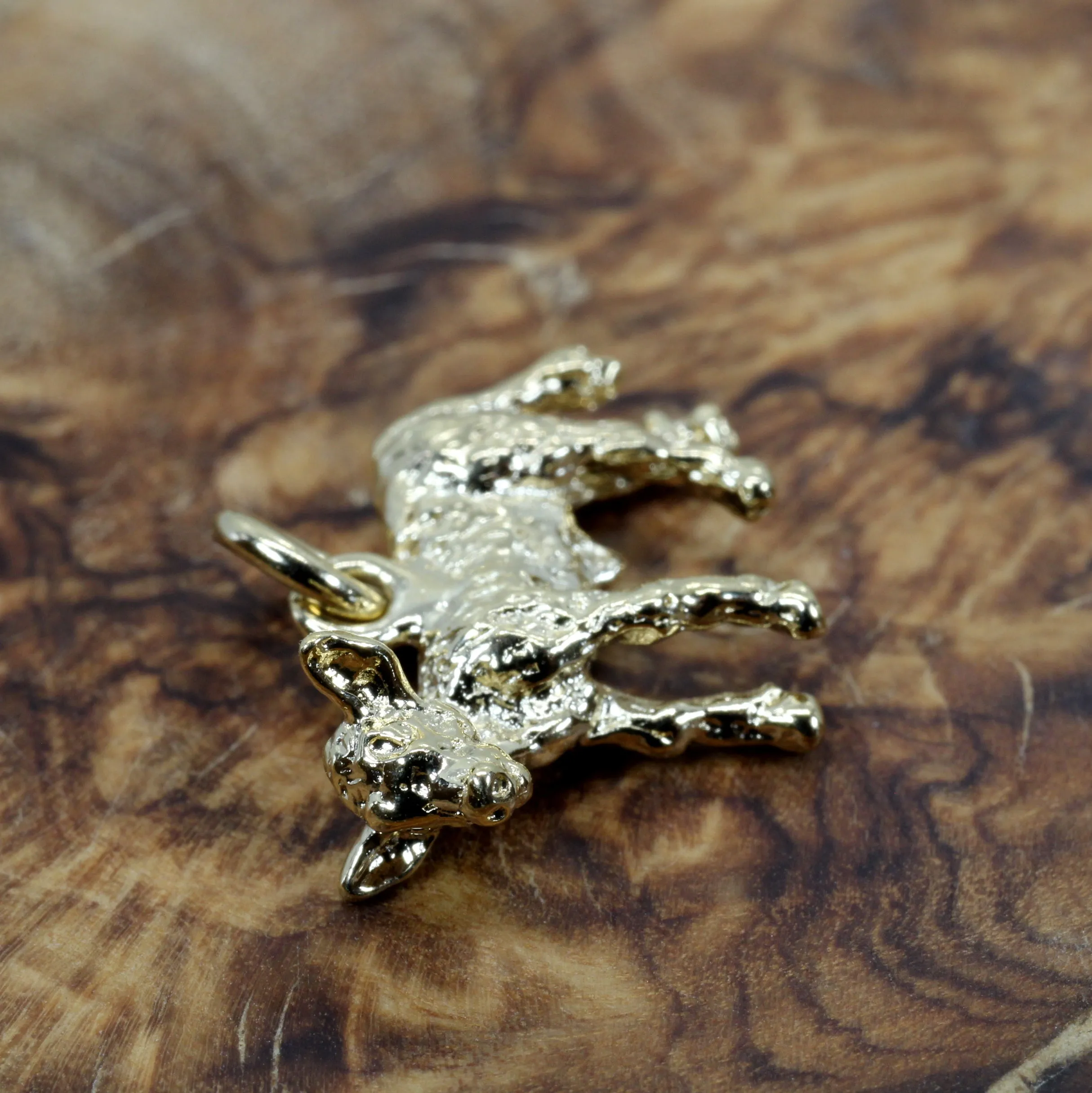 Gold Calf Charm made in 14kt yellow gold vermeil with 3D Calf
