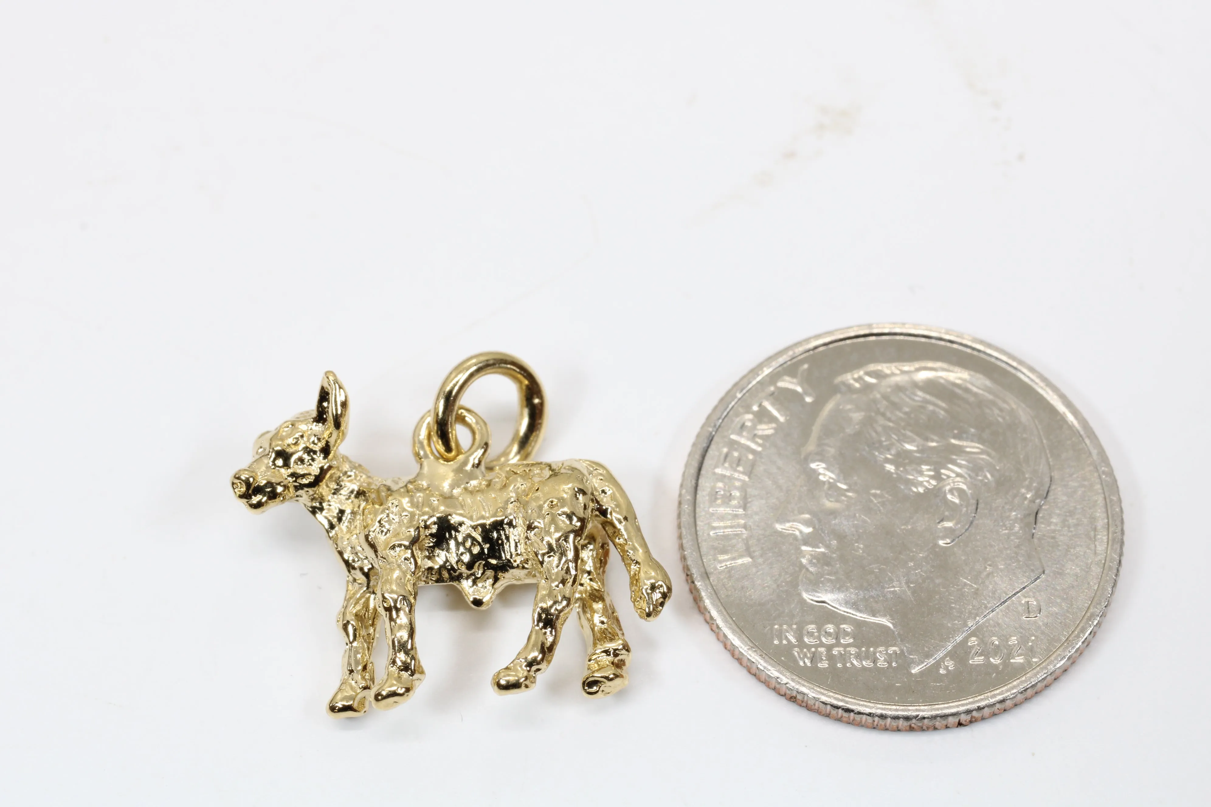 Gold Calf Charm made in 14kt yellow gold vermeil with 3D Calf