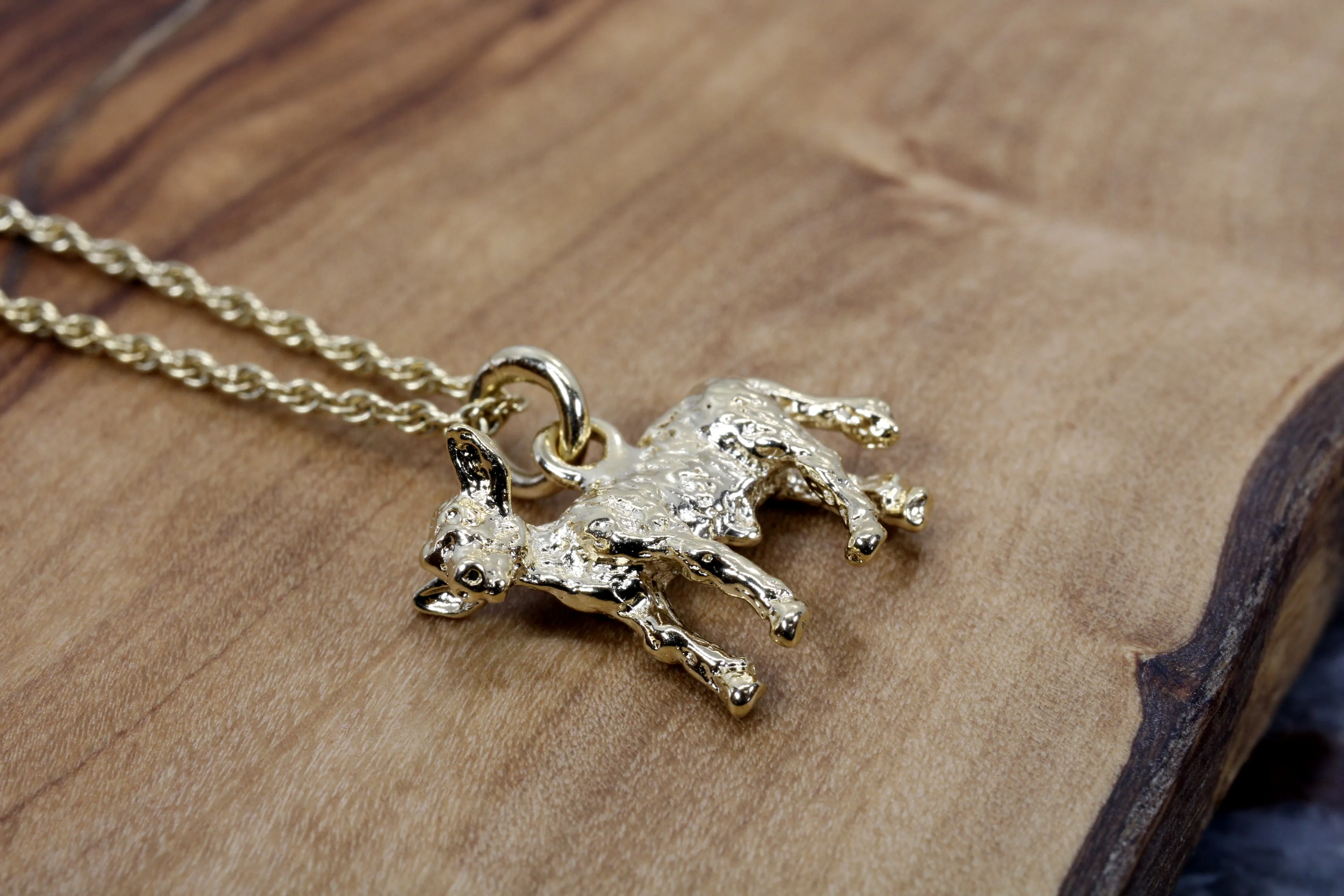 Gold Calf Necklace made in 14kt yellow gold vermeil with 3D Calf