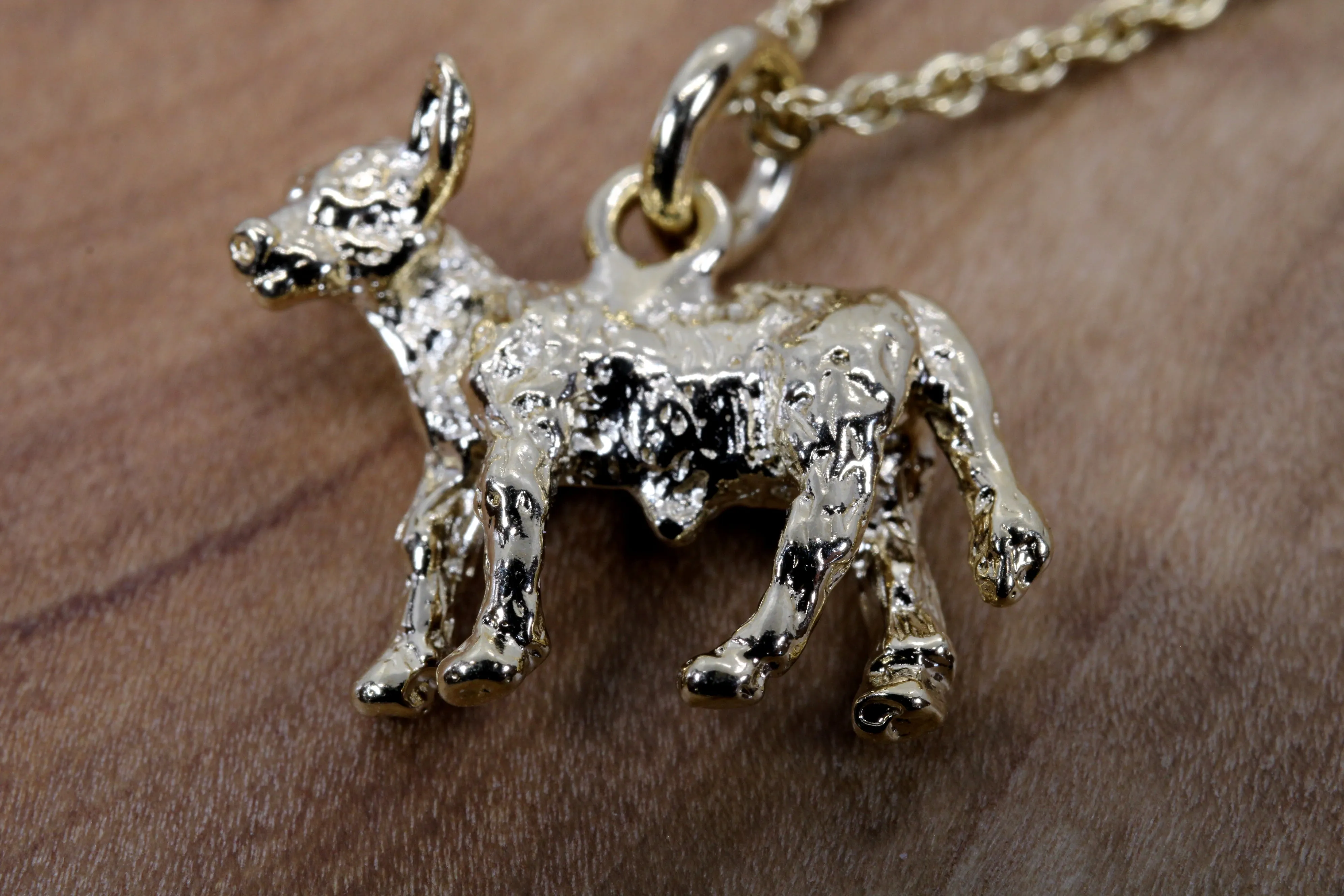 Gold Calf Necklace made in 14kt yellow gold vermeil with 3D Calf