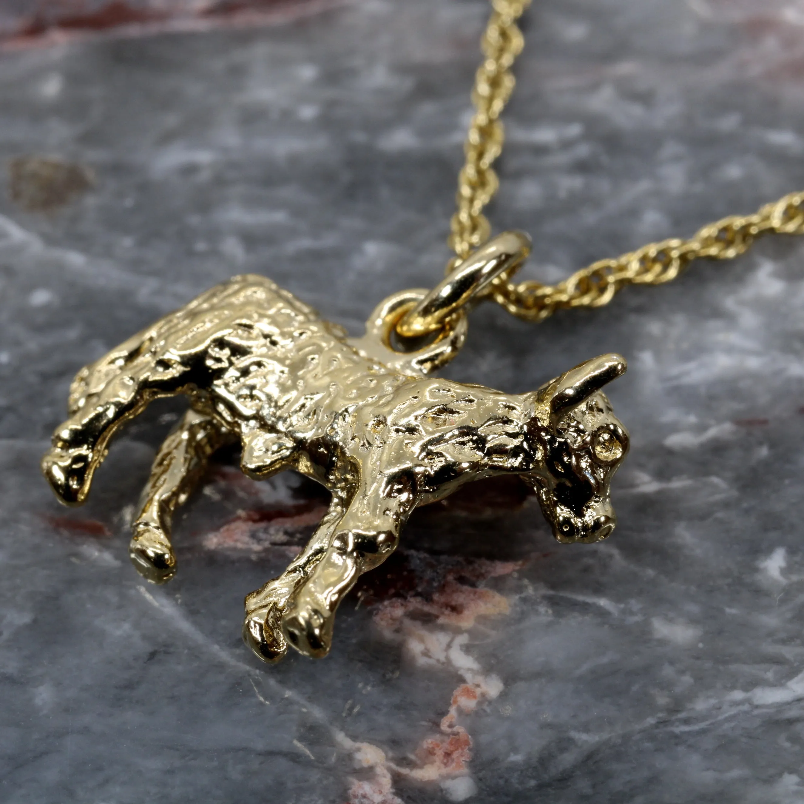 Gold Calf Necklace made in 14kt yellow gold vermeil with 3D Calf