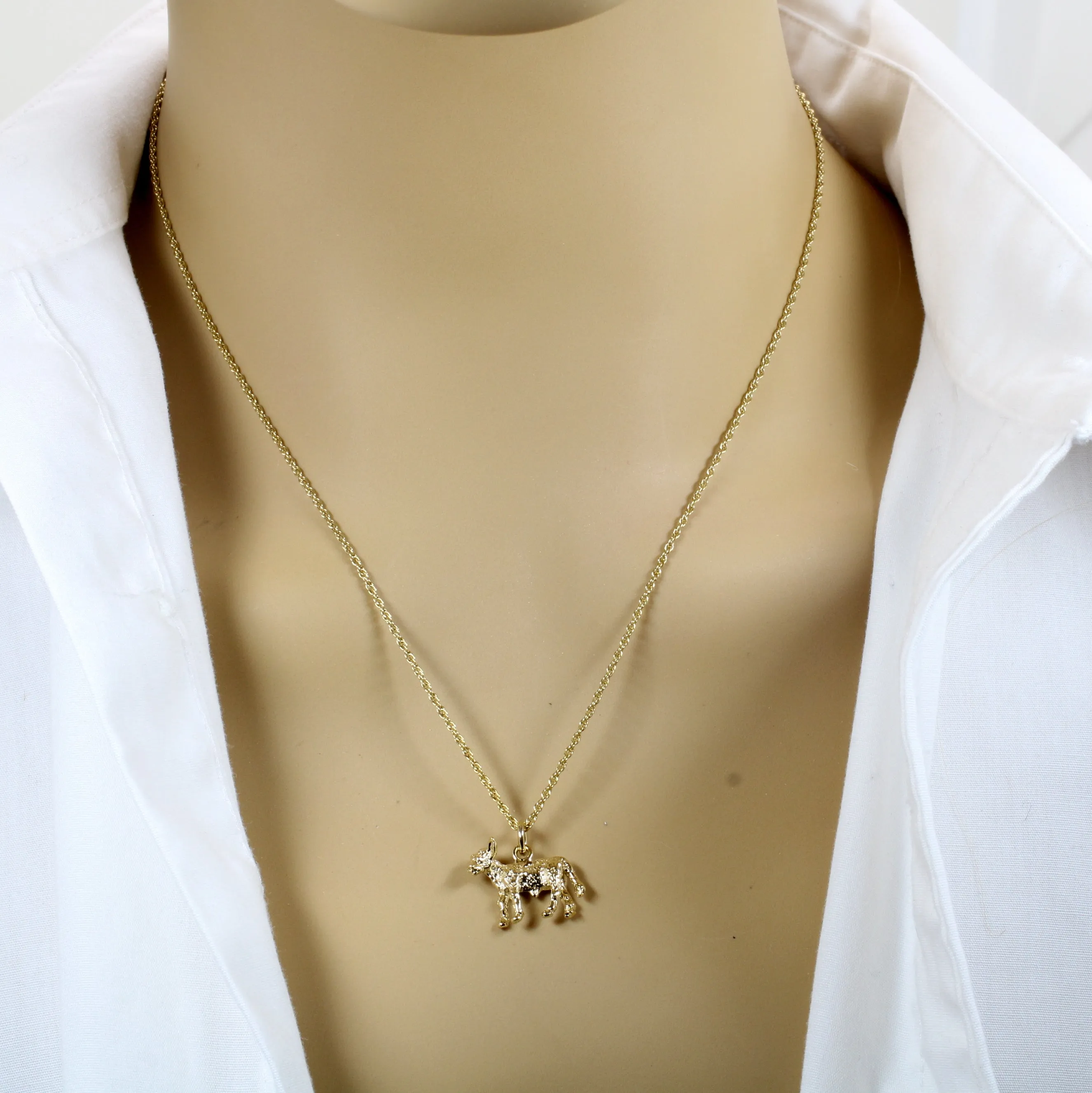 Gold Calf Necklace made in 14kt yellow gold vermeil with 3D Calf
