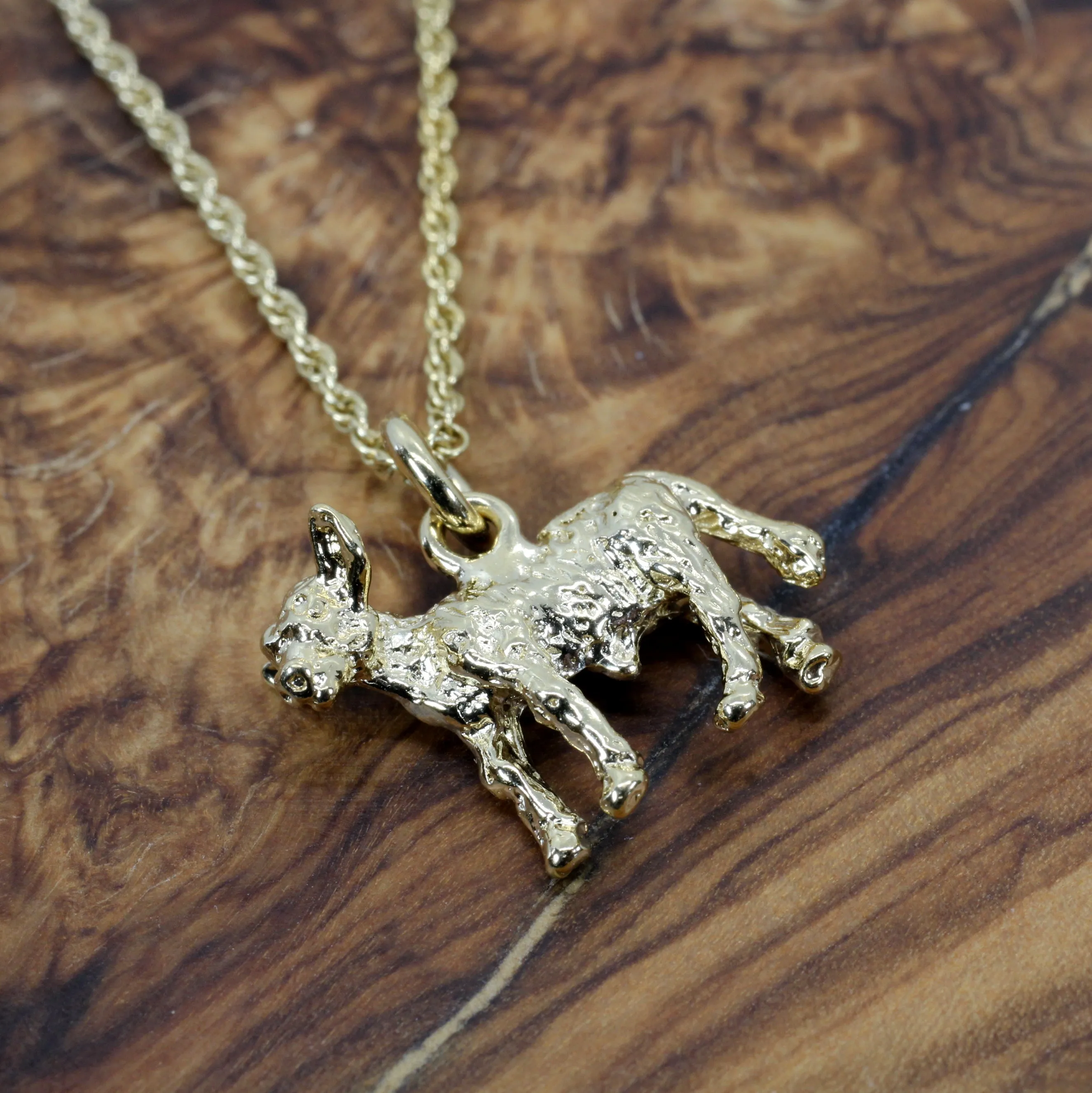 Gold Calf Necklace made in 14kt yellow gold vermeil with 3D Calf