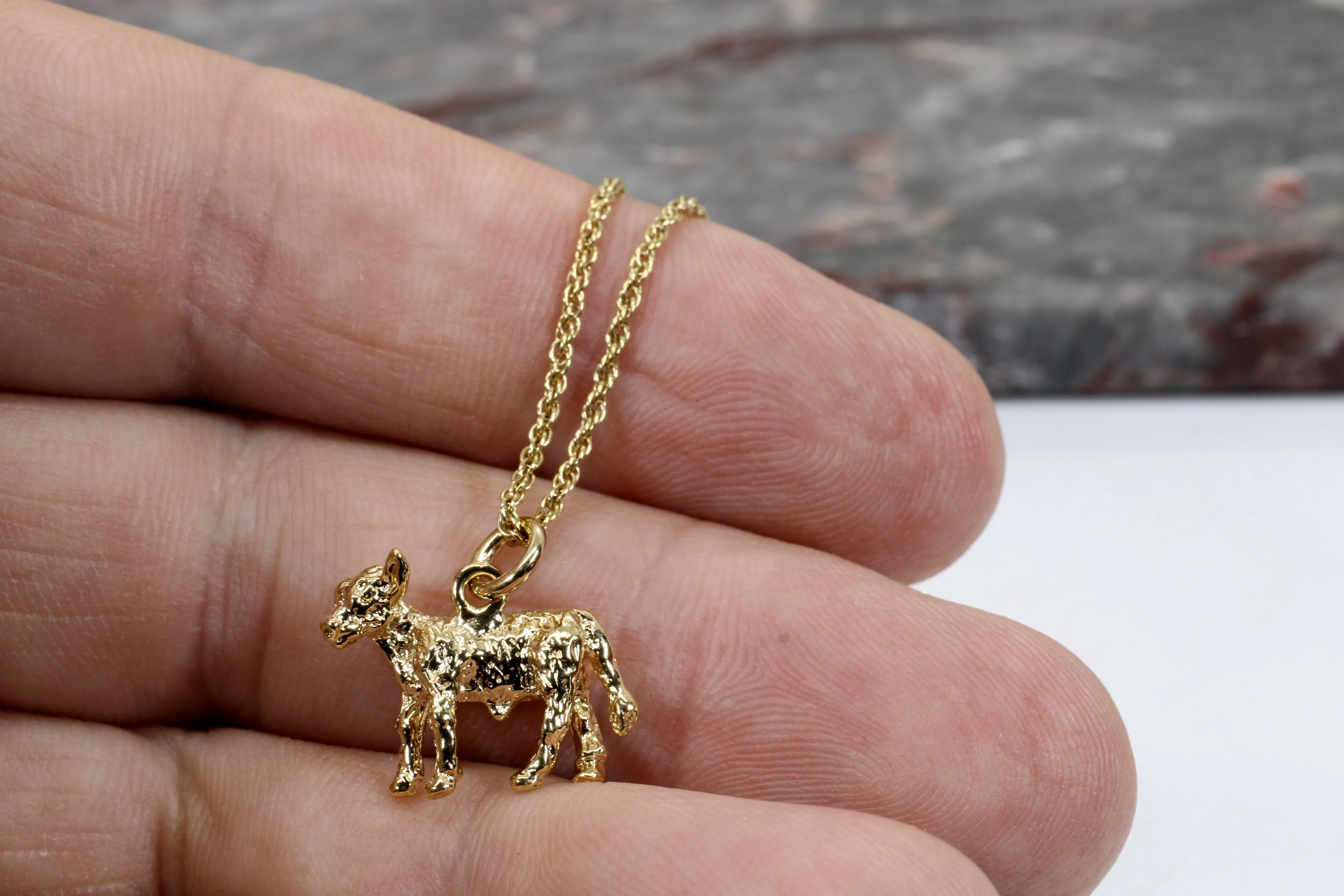 Gold Calf Necklace made in 14kt yellow gold vermeil with 3D Calf