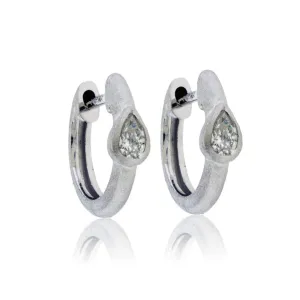 Gold Satin Finish Flush Set Diamond Earrings
