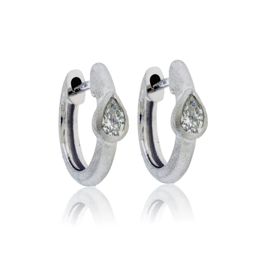 Gold Satin Finish Flush Set Diamond Earrings