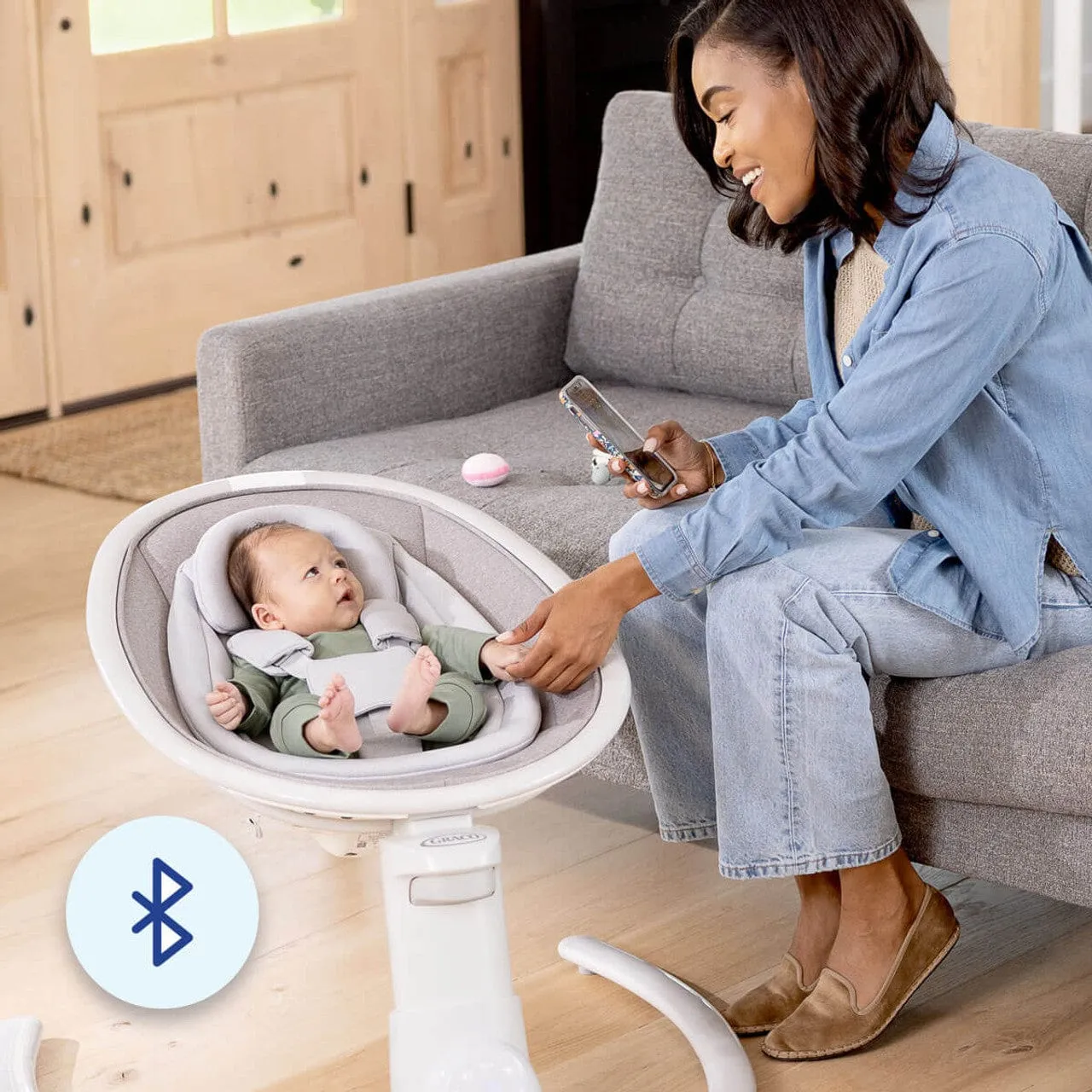Graco Sway 'n Grow 3-in-1 Bluetooth Soother - Heather
