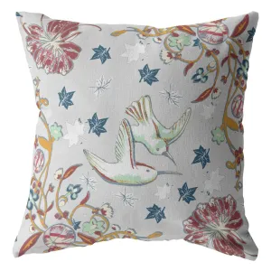 Gray Bird Zippered Double Sided Suede Throw Pillow