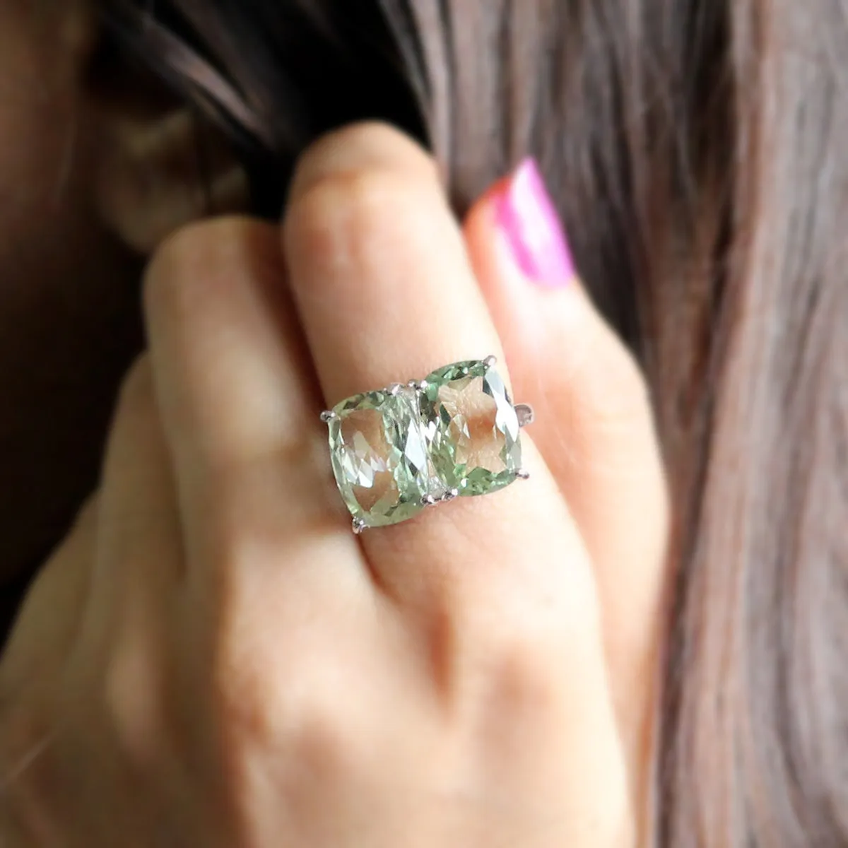Green Amethyst Fine Ring