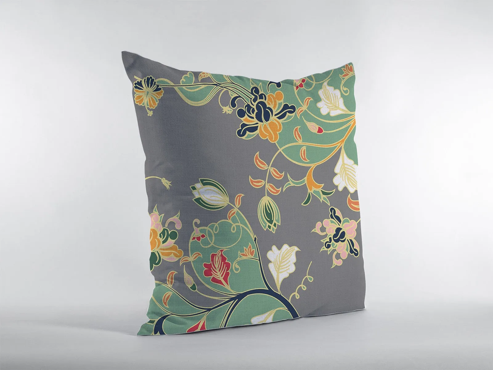 Green Gray Garden Decorative Suede Throw Pillow