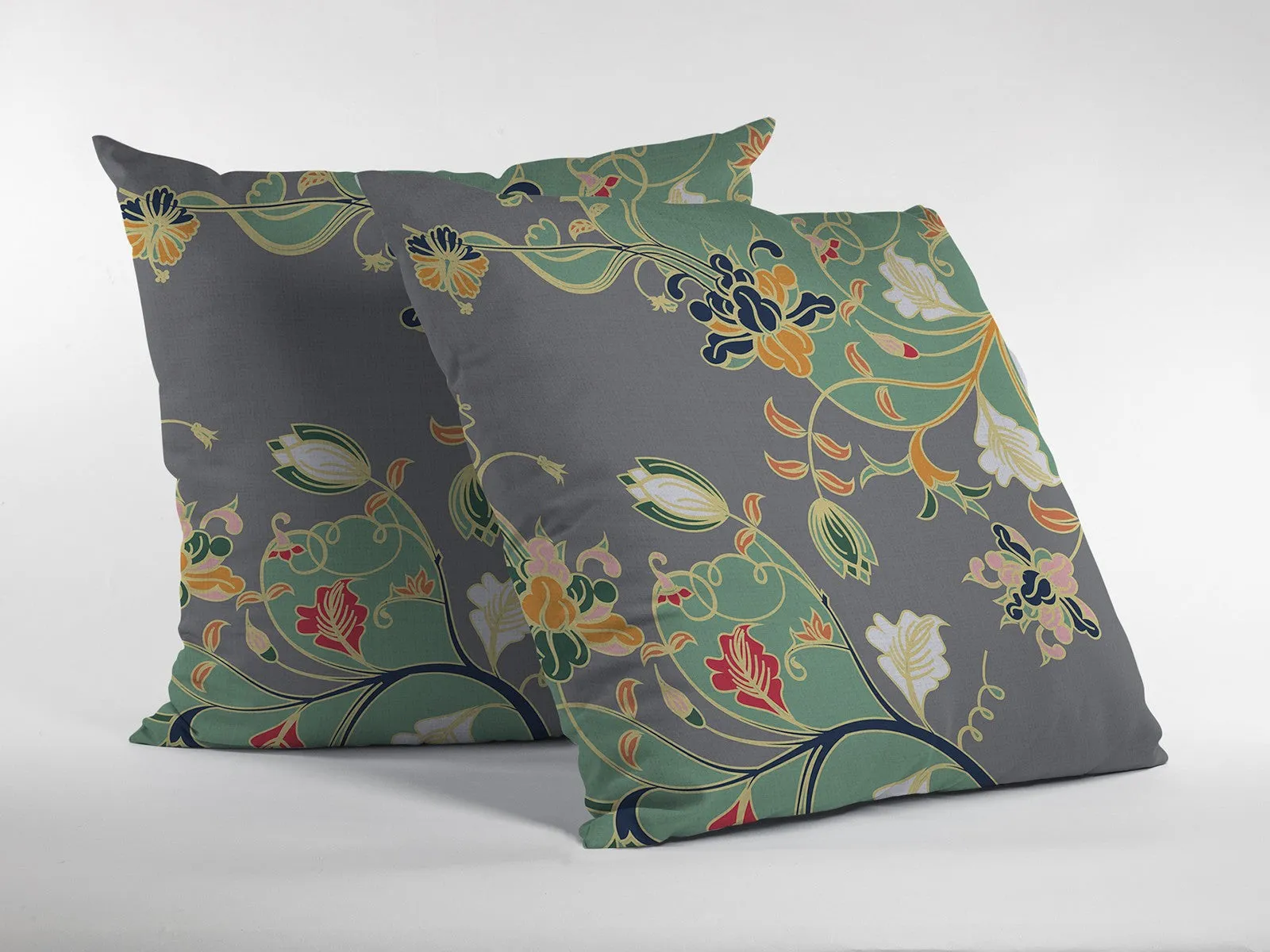 Green Gray Garden Decorative Suede Throw Pillow
