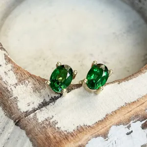 Greener Than Green Oval Tsavorite Yellow Gold Studs
