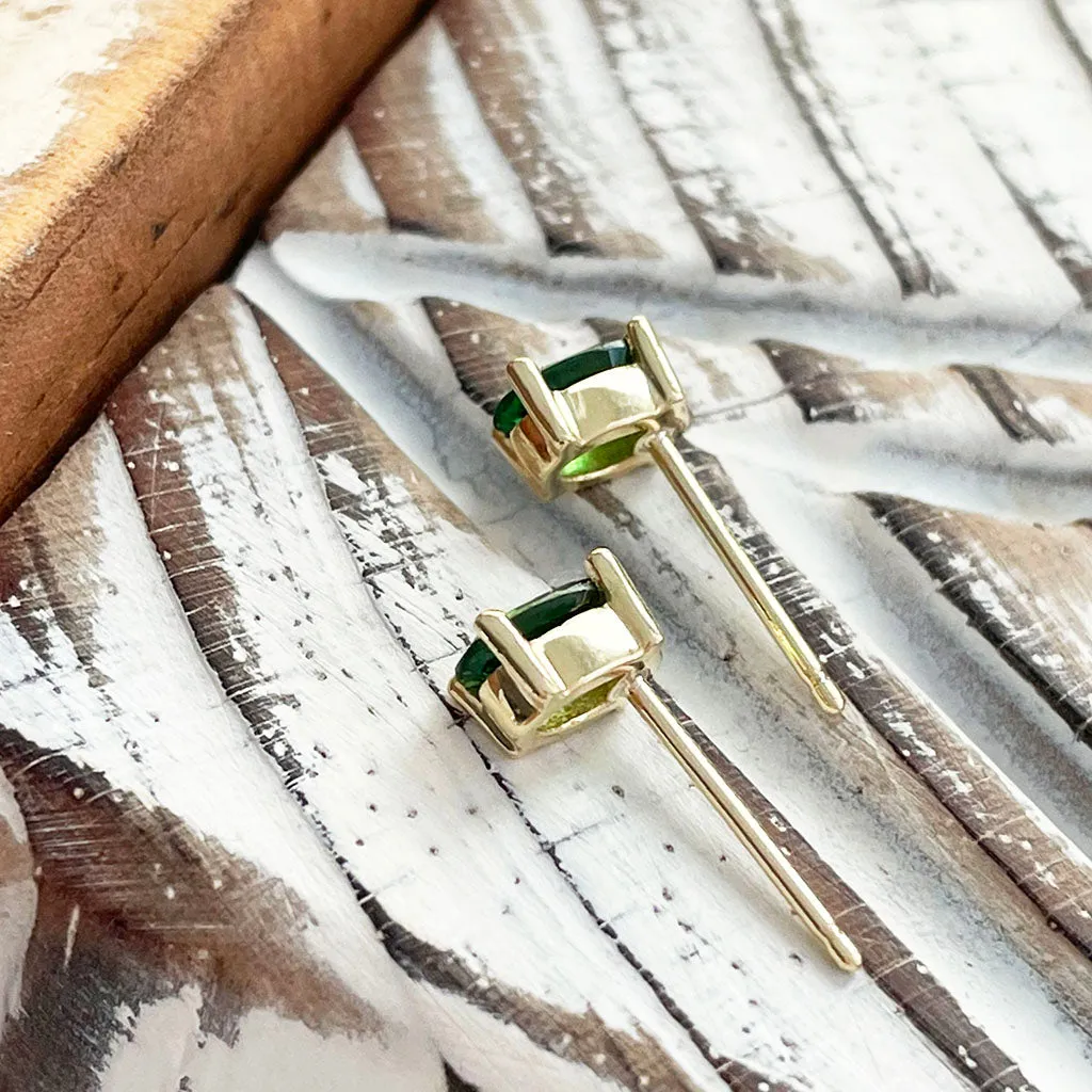 Greener Than Green Oval Tsavorite Yellow Gold Studs