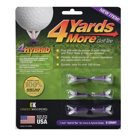 Greenskeeper 4 Yard More Golf Hybrid Tees (Pack of 6) 1 inch Purple