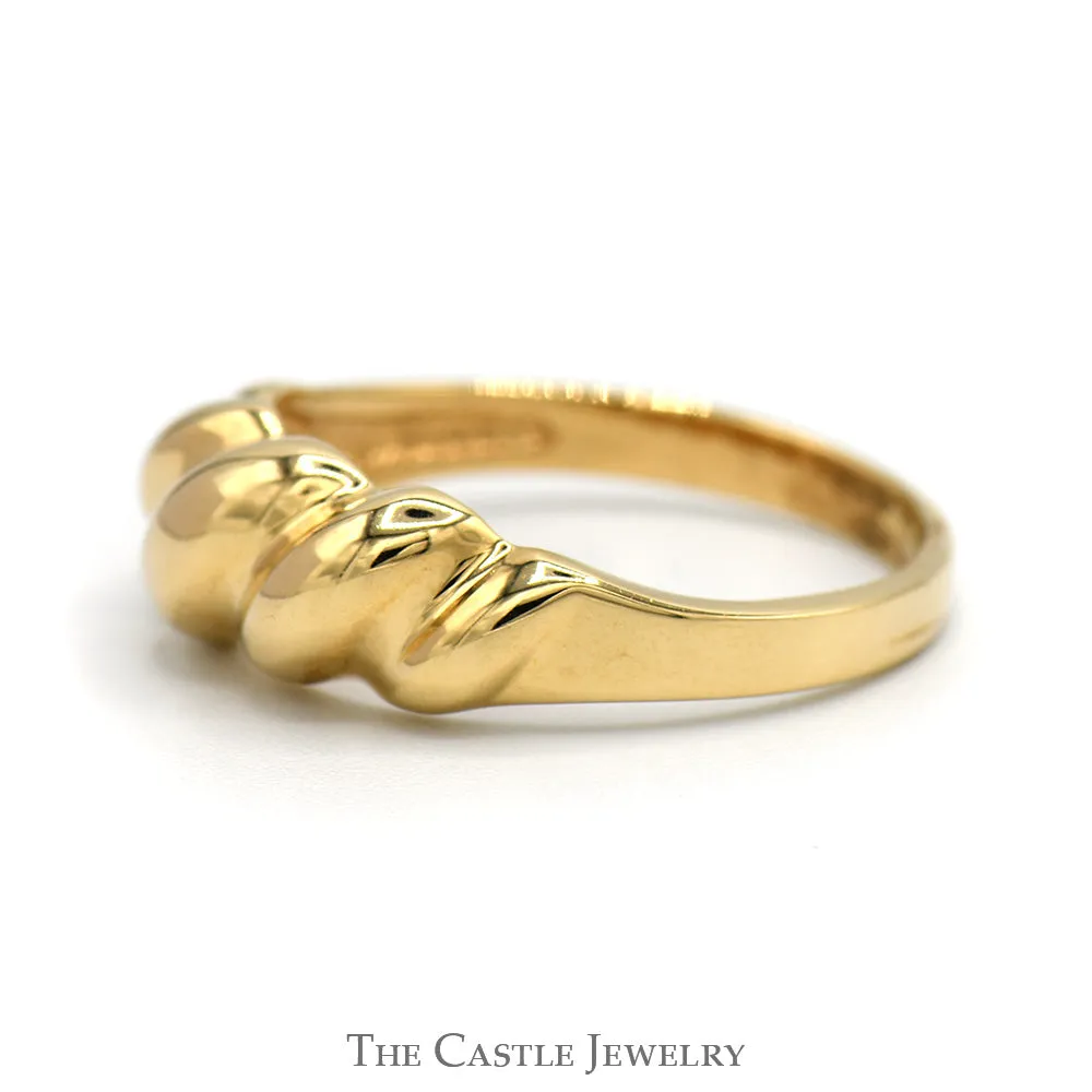 Grooved Dome Ring in 14k Yellow Gold