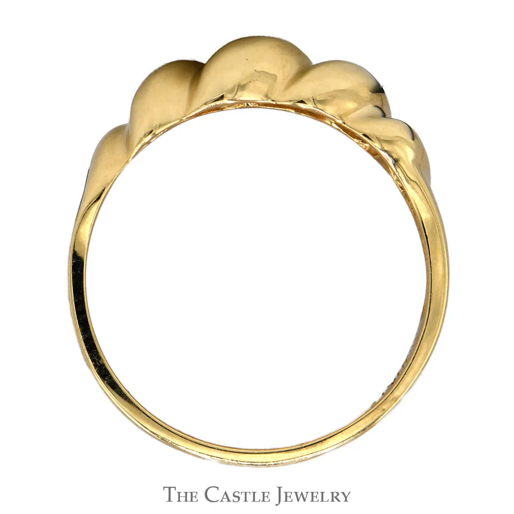 Grooved Dome Ring in 14k Yellow Gold