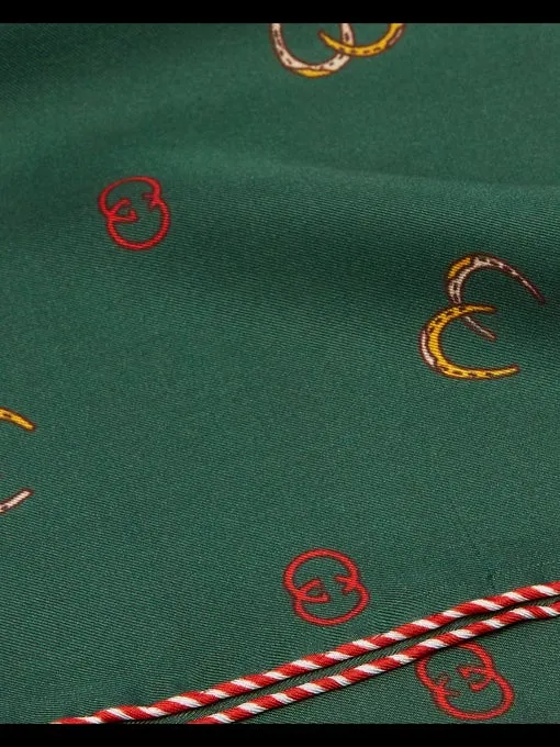 Gucci GG Horseshoe Print Pocket Square in Green
