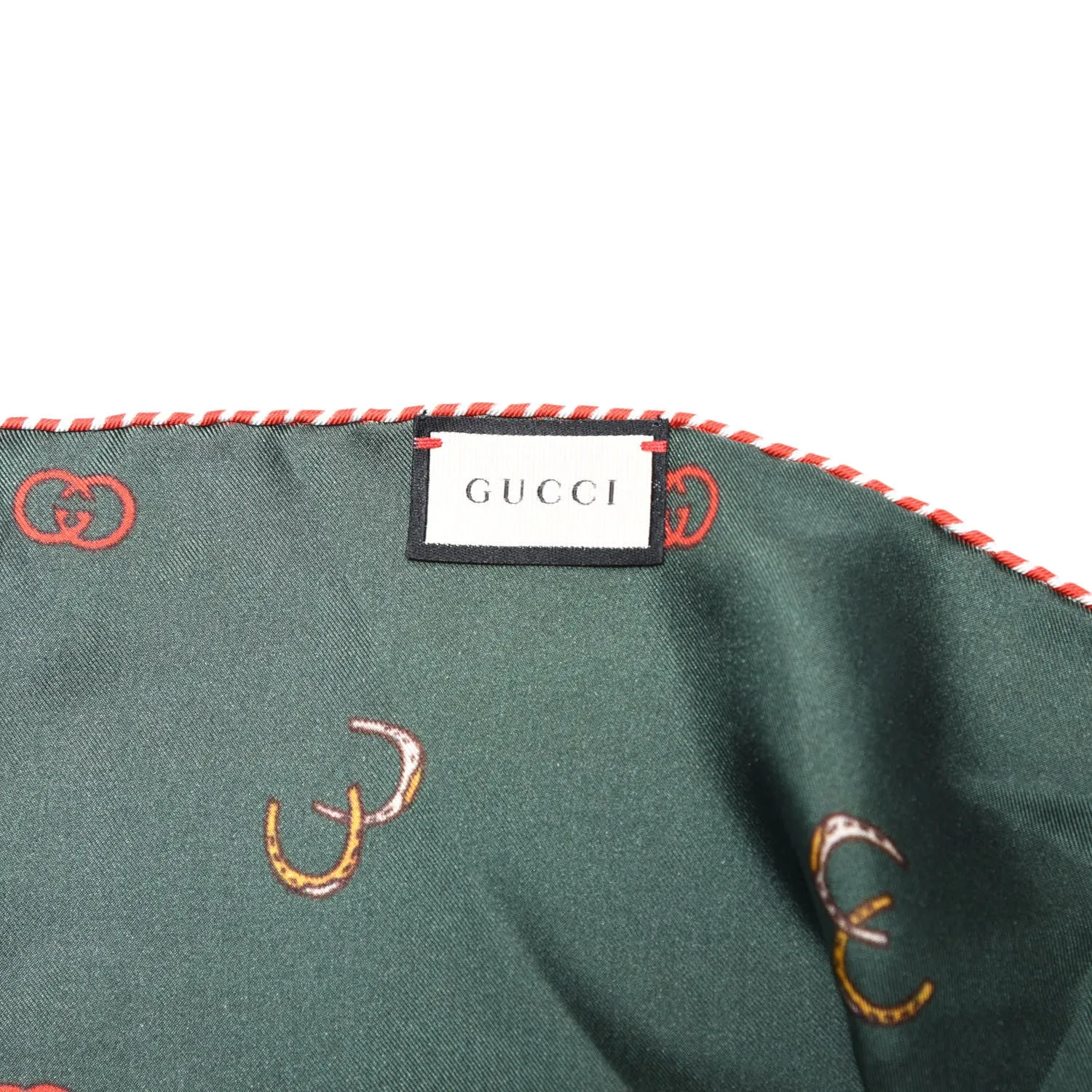 Gucci GG Horseshoe Print Pocket Square in Green
