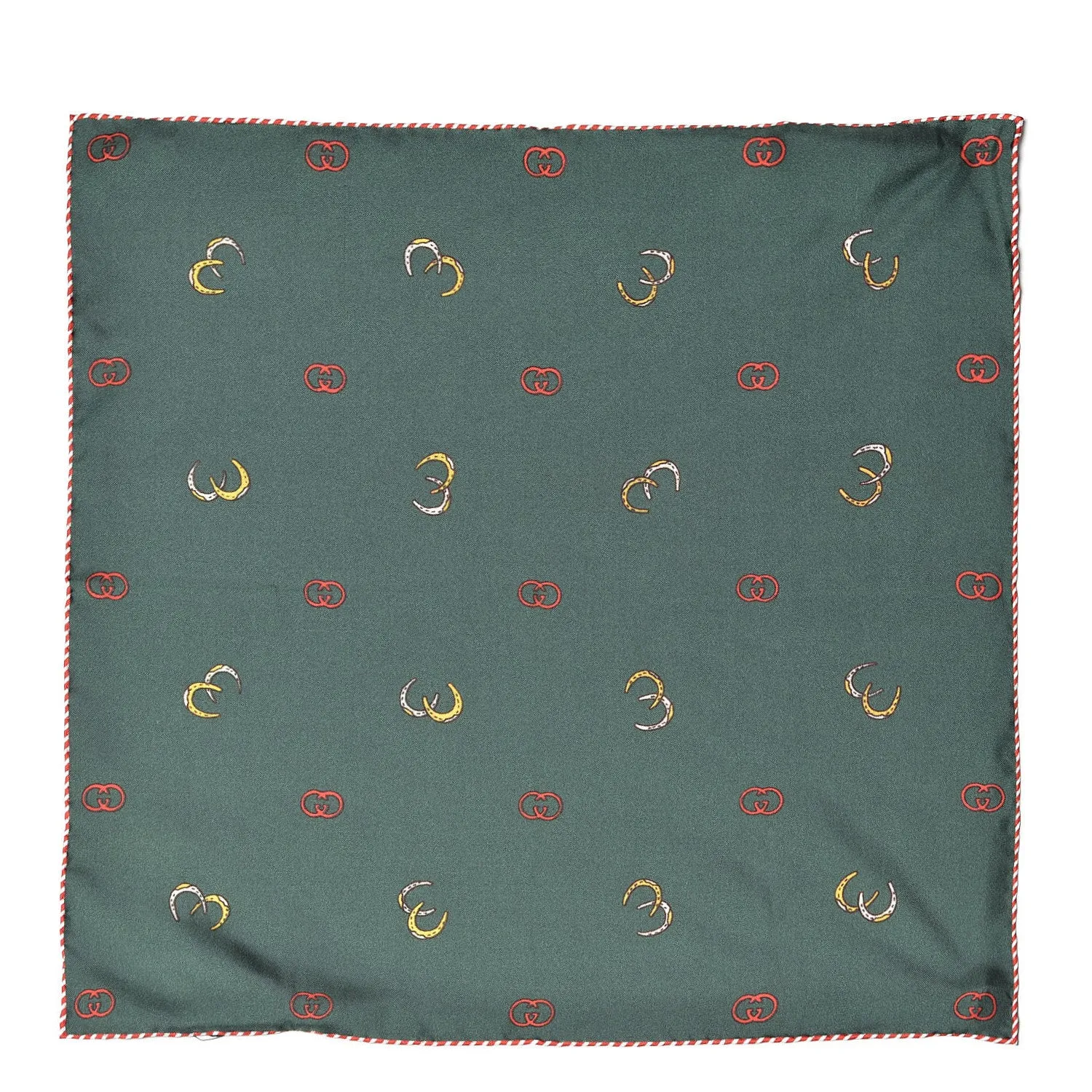 Gucci GG Horseshoe Print Pocket Square in Green