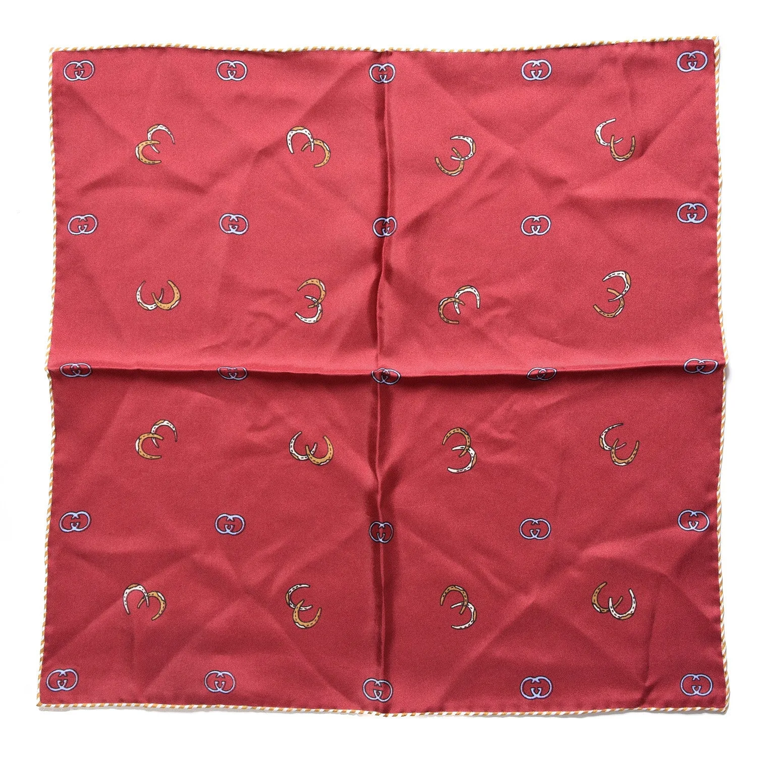 Gucci GG Horseshoe Print Pocket Square in Red