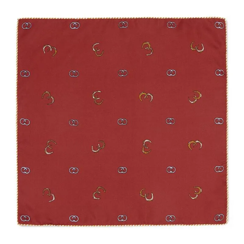 Gucci GG Horseshoe Print Pocket Square in Red