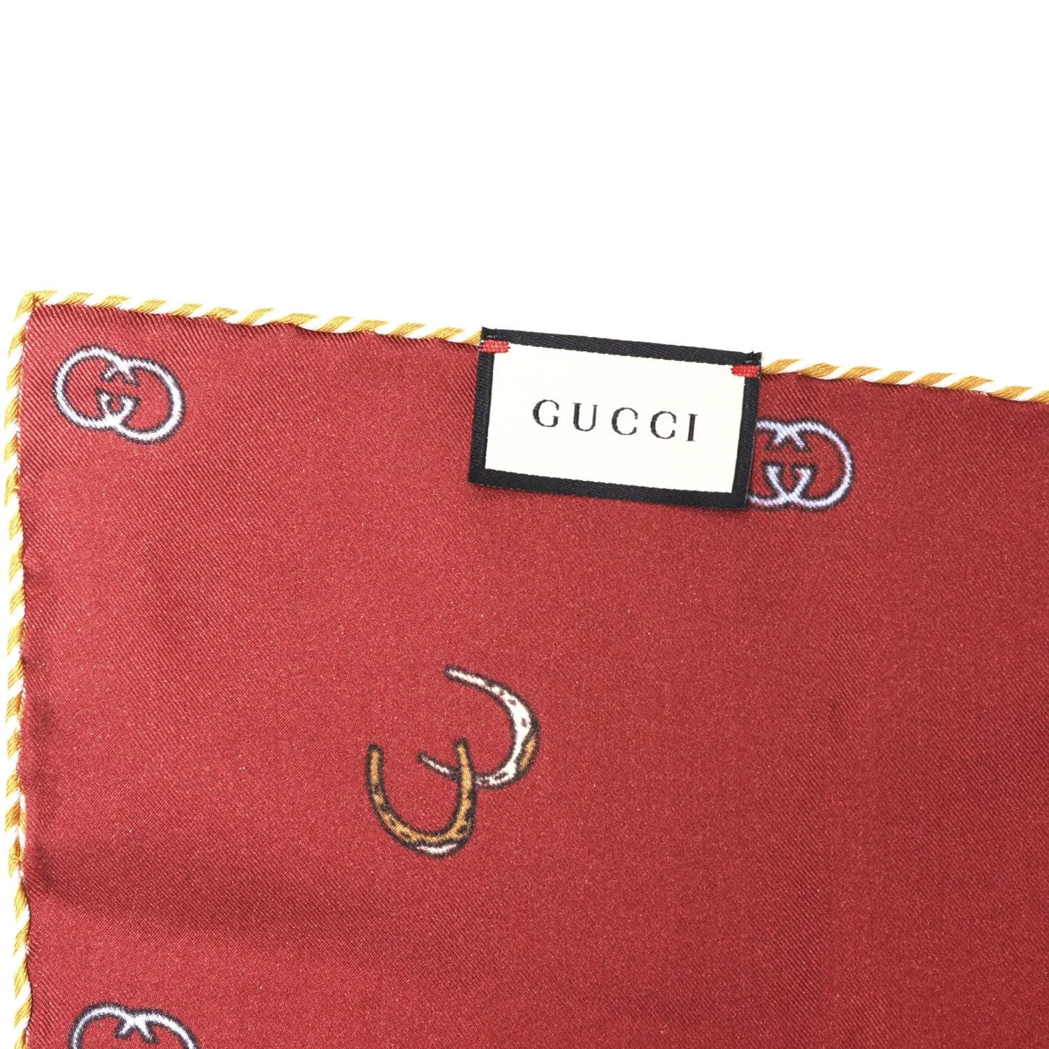 Gucci GG Horseshoe Print Pocket Square in Red