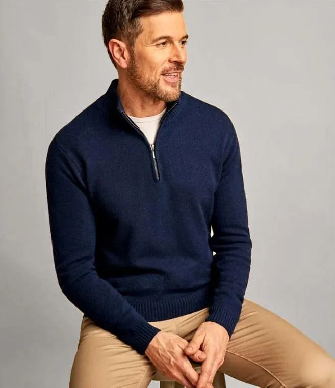 Gun Hill Men's Luxury Lambswool Half Zip Sweater