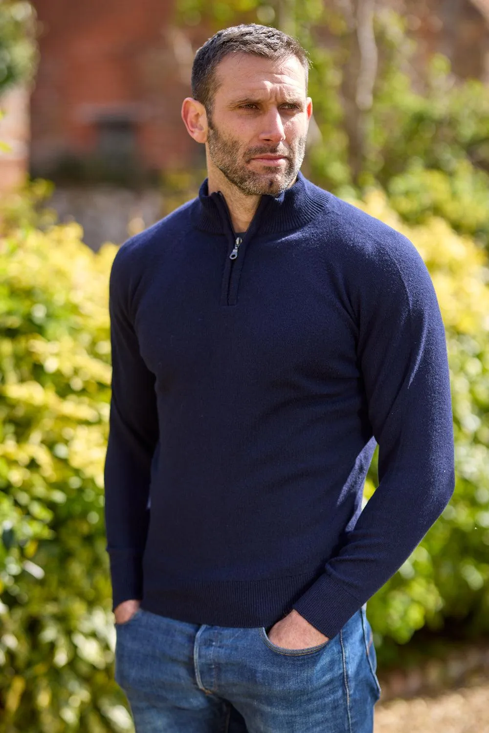 Gun Hill Men's Luxury Lambswool Half Zip Sweater