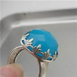 Hadar Designers Blue Ocean Quartz Ring size 8, 8.5 Handmade 925 Silver (H)SALE