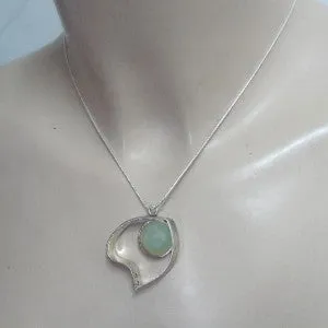 Hadar Designers Handmade Aqua Q 925 Sterling Silver Heart Pendant (y 420) SALE