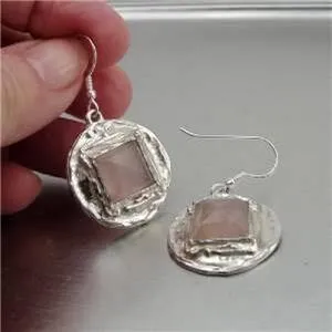 Hadar Designers Handmade Drop Dangle Sterling Silver Chalcedony Earrings(H) SALE