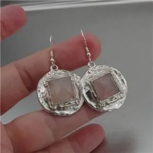 Hadar Designers Handmade Drop Dangle Sterling Silver Chalcedony Earrings(H) SALE