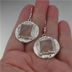 Hadar Designers Handmade Drop Dangle Sterling Silver Chalcedony Earrings(H) SALE