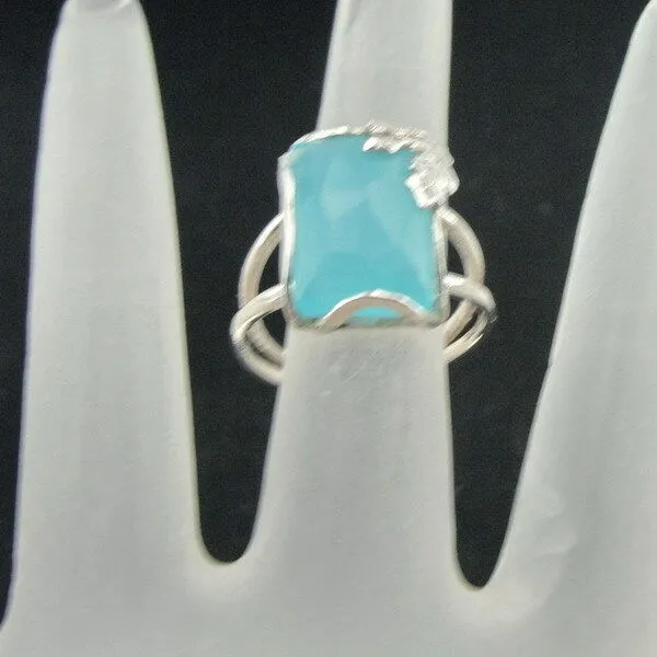 Hadar Designers Ocean Quartz Ring size 6 & 6.5 Charming 925 Sterling Silver (sp