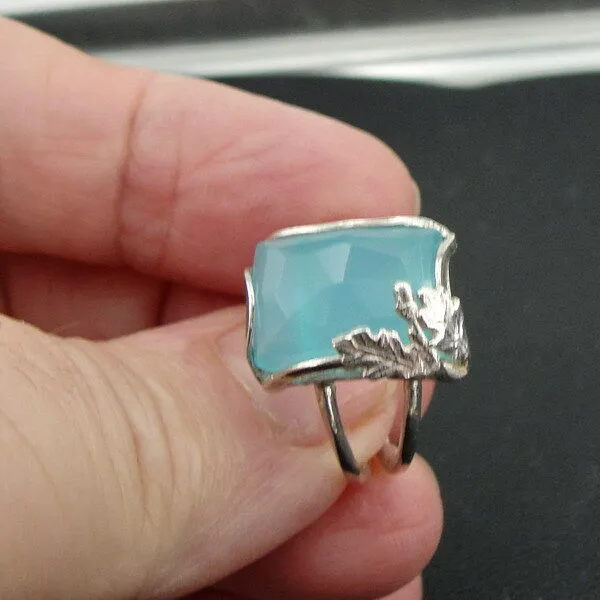 Hadar Designers Ocean Quartz Ring size 6 & 6.5 Charming 925 Sterling Silver (sp