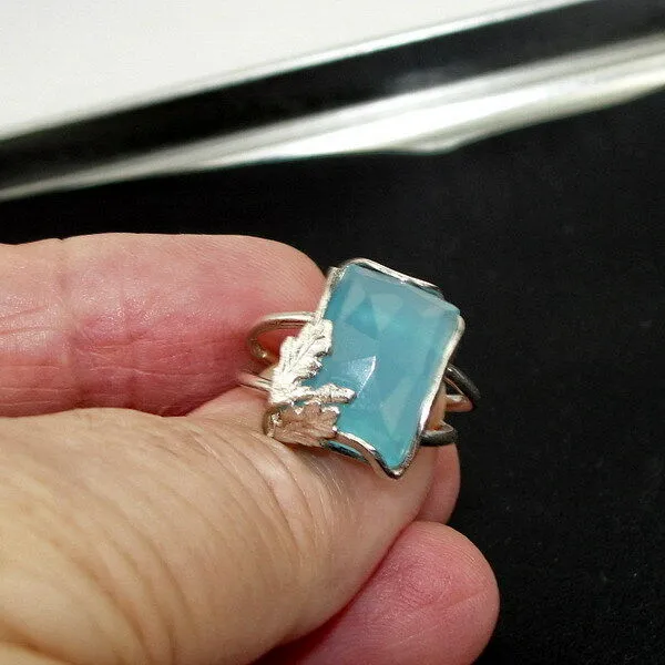 Hadar Designers Ocean Quartz Ring size 6 & 6.5 Charming 925 Sterling Silver (sp